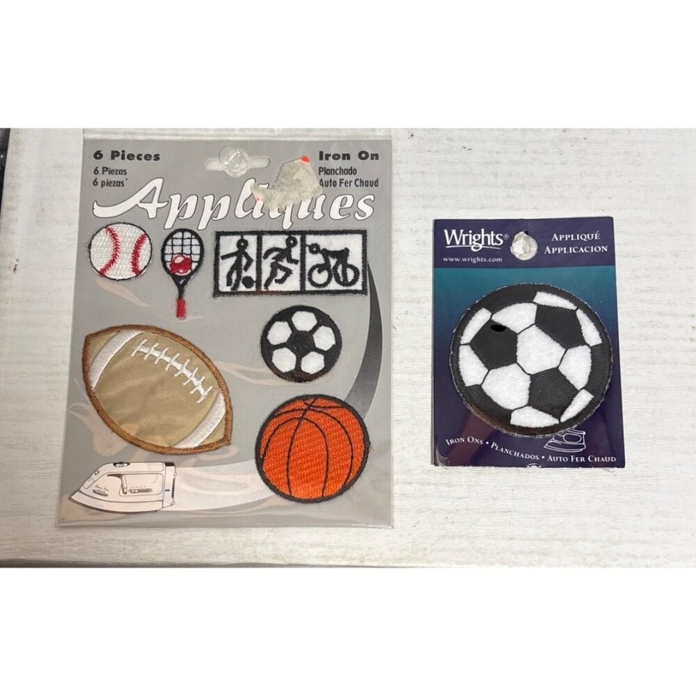 Sports Patches Iron On Lot of 2 Packs Soccer Football Baseball BBall Tennis Bike